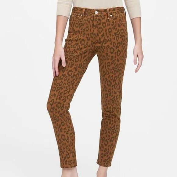 NWT BANANA REPUBLIC Skinny Crop Leopard Jeans 27 - Picture 1 of 10